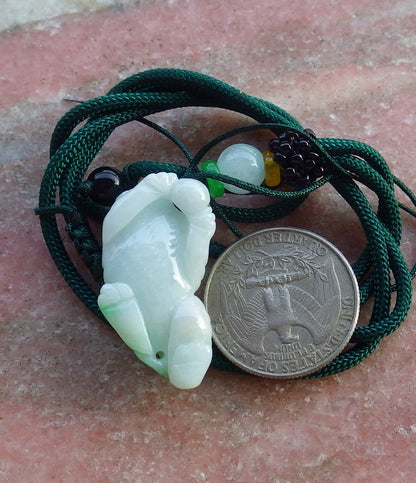 Certified Hand Carved Green Natural Myanmar Burma A Jade jadeite Zodiac Tiger Pendant Necklace