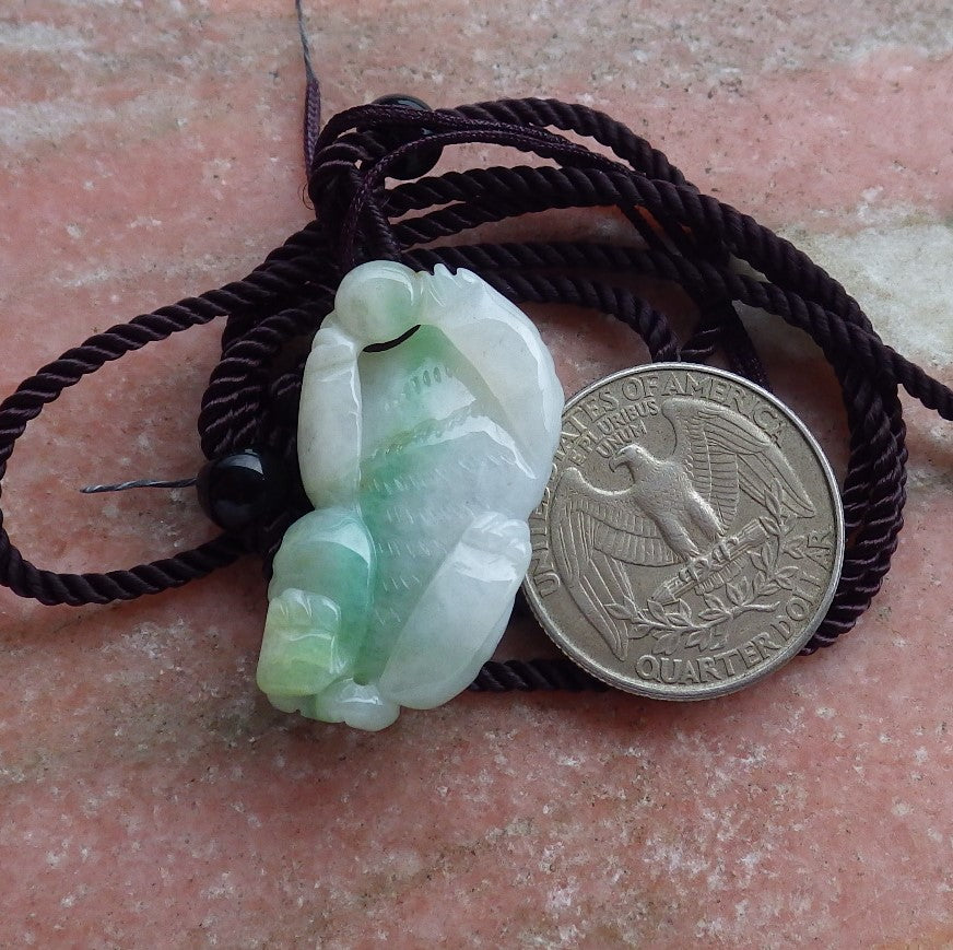 Certified Hand Carved Green Natural Myanmar Burma A Jade jadeite Zodiac Tiger Pendant Necklace