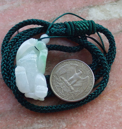 Certified Hand Carved Green Natural Myanmar Burma A Jade Jadeite Zodiac Tiger Pendant Necklace