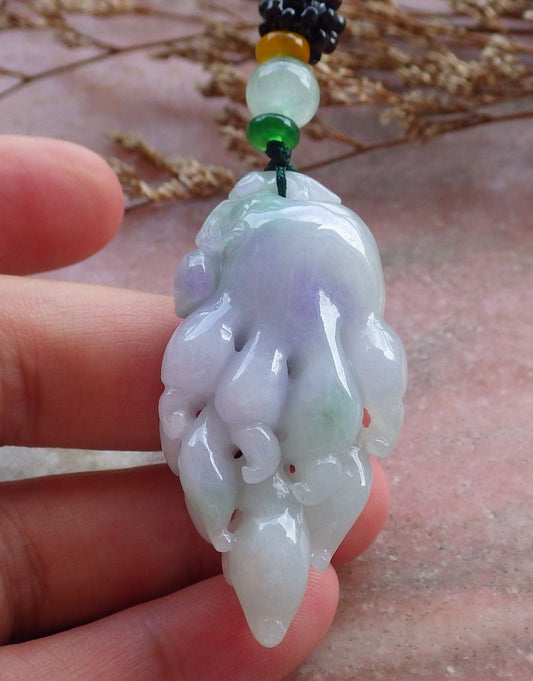 Certified Hand Carved Natural Myanmar Burma A Jade jadeite Dragon Pi Xiu Ginseng Pendant Necklace