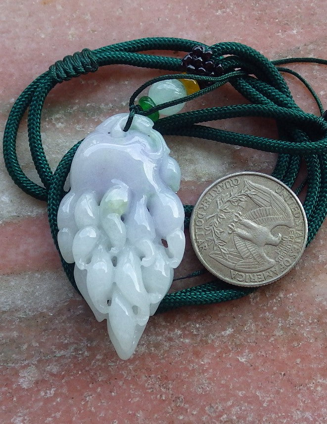 Certified Hand Carved Natural Myanmar Burma A Jade jadeite Dragon Pi Xiu Ginseng Pendant Necklace