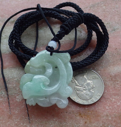 Certified Hand Carved Natural Myanmar Burma Grade A Jade jadeite Dragon Turtle Pendant Necklace