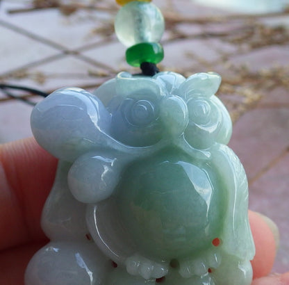 Certified Hand Carved Lavender Natural Myanmar Burma A Jade jadeite Owl Lotus Ruyi Peach Pendant Necklace