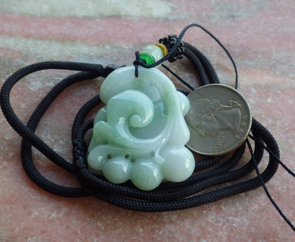 Certified Hand Carved Lavender Natural Myanmar Burma A Jade jadeite Owl Lotus Ruyi Peach Pendant Necklace