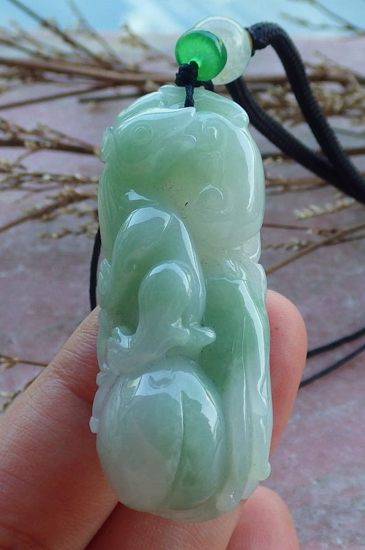 Certified Hand Carved Green Natural Myanmar Burma A Jade jadeite Mouse Rat Ruyi Pendant Necklace