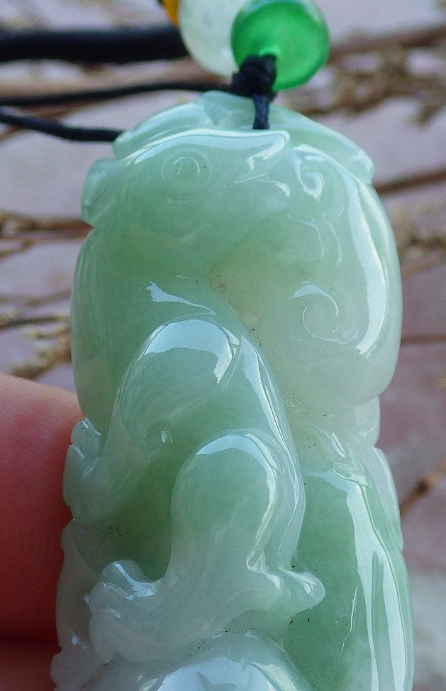 Certified Hand Carved Green Natural Myanmar Burma A Jade jadeite Mouse Rat Ruyi Pendant Necklace