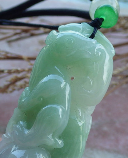 Certified Hand Carved Green Natural Myanmar Burma A Jade jadeite Mouse Rat Ruyi Pendant Necklace