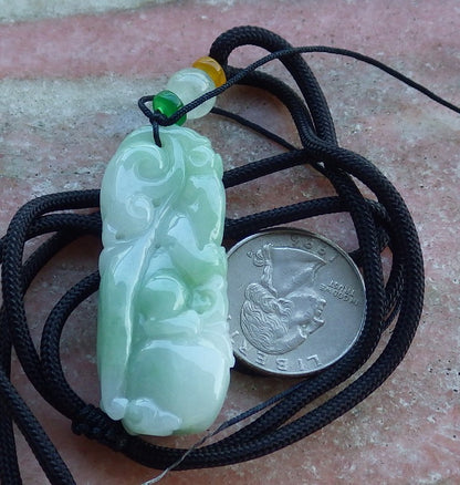 Certified Hand Carved Green Natural Myanmar Burma A Jade jadeite Mouse Rat Ruyi Pendant Necklace