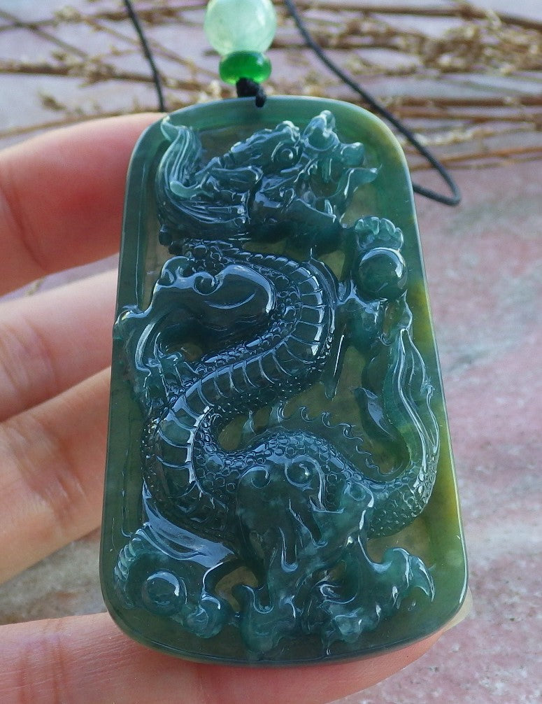 Certified Jadeite 2024 Jade Dragon Pendant