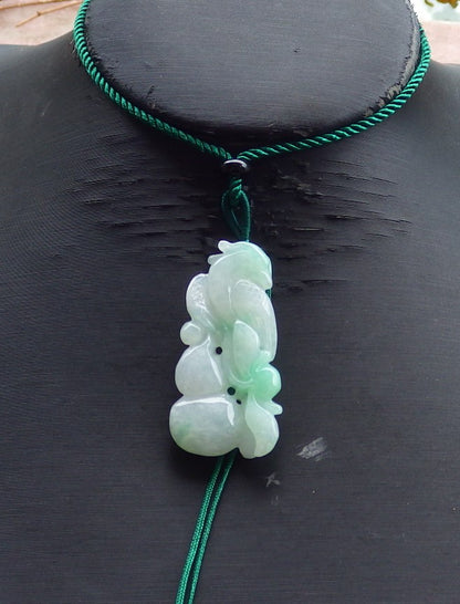 Certified Hand Carved Natural Myanmar Burma Grade A Jade jadeite Phoenix Bird Gourd Lucky Amulet Pendant Necklace