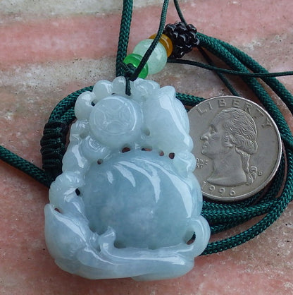 Certified Hand Carved Natural Myanmar Burma A Jade Jadeite Dragon Turtle Ruyi Pendant Necklace