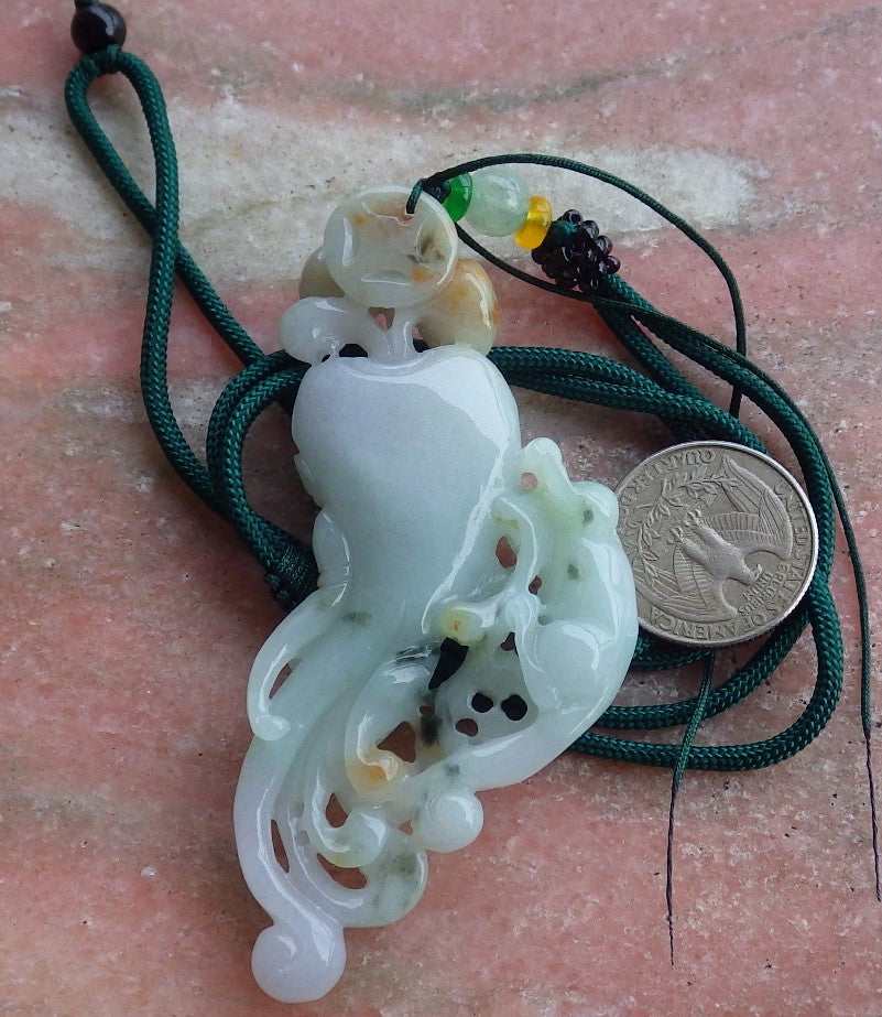 Certified Hand Carved Natural Myanmar Burma A Jade jadeite Dragon Pi Xiu Ginseng Pendant Necklace