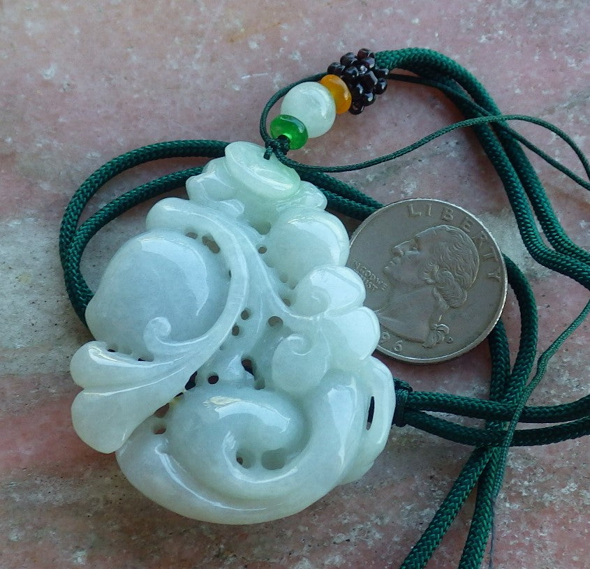 Certified Hand Carved Natural Green Myanmar Burma A Jade jadeite Zodiac Rabbit Deer Ruyi Peach Pendant Necklace