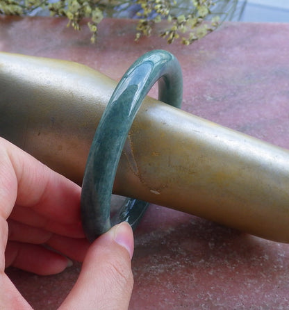 Certified Hand Carved Green Natural Myanmar Burma A JADE Jadeite Circle Bangle Bracelet 59mm
