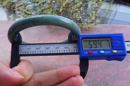 Certified Hand Carved Green Natural Myanmar Burma A JADE Jadeite Circle Bangle Bracelet 59mm