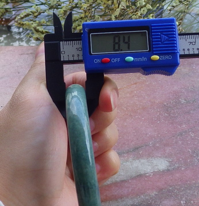 Certified Hand Carved Green Natural Myanmar Burma A JADE Jadeite Circle Bangle Bracelet 59mm