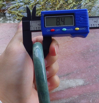 Certified Hand Carved Green Natural Myanmar Burma A JADE Jadeite Circle Bangle Bracelet 59mm