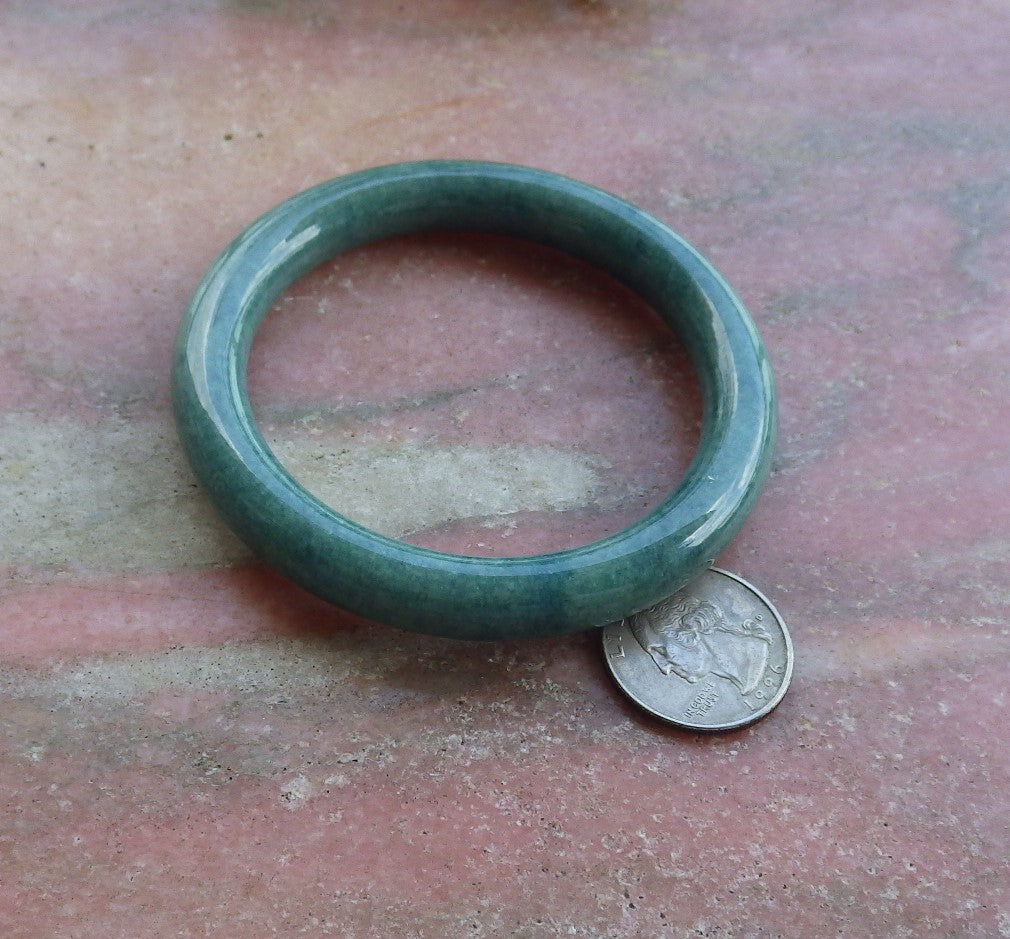 Certified Hand Carved Green Natural Myanmar Burma A JADE Jadeite Circle Bangle Bracelet 59mm