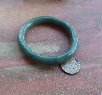 Certified Hand Carved Green Natural Myanmar Burma A JADE Jadeite Circle Bangle Bracelet 59mm