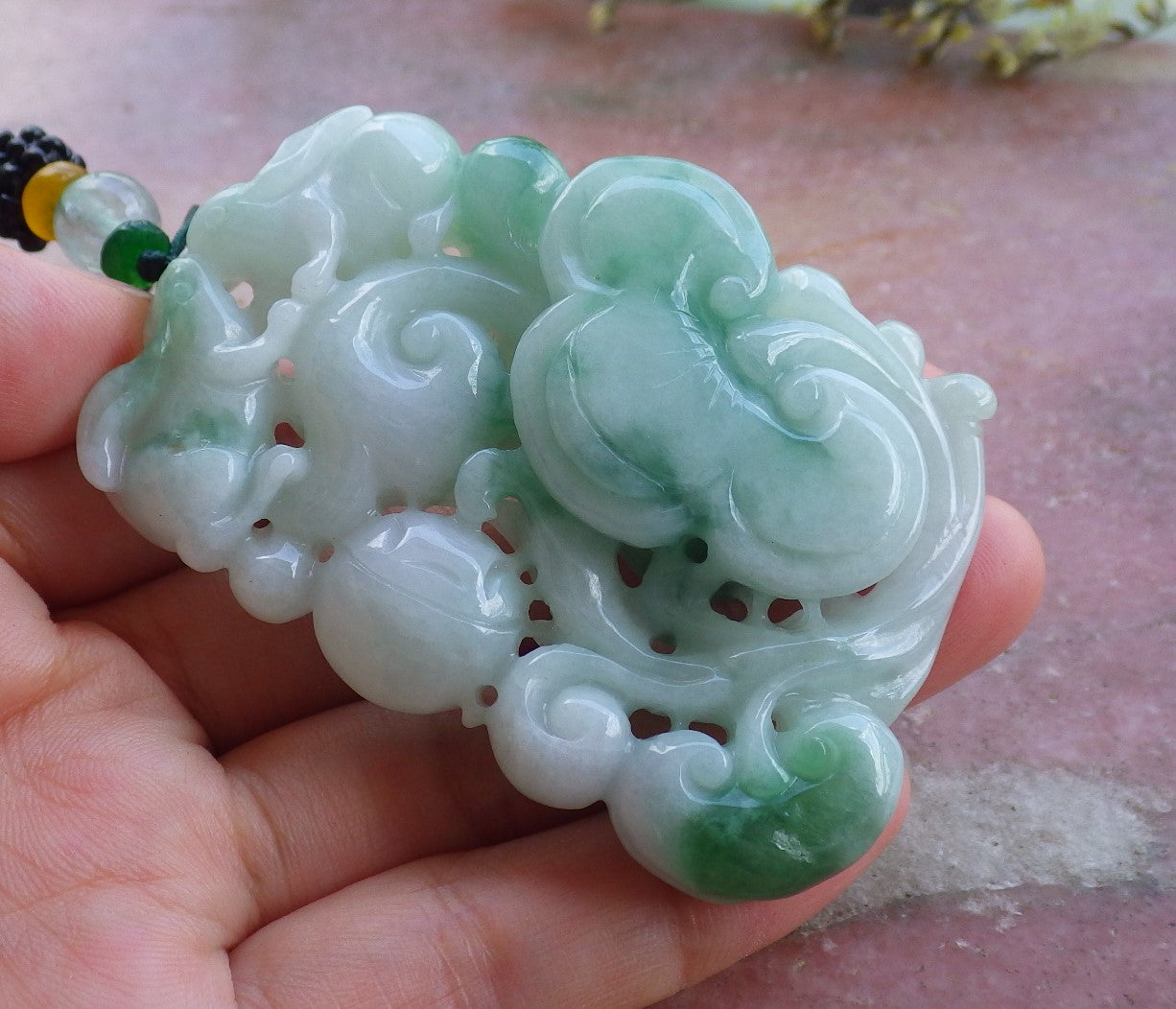 Certified Hand Carved Natural Green Myanmar Burma A Jade jadeite Zodiac Rabbit Deer Ruyi Lotus Pendant Necklace