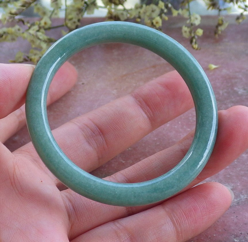 Certified Hand Carved Natural Myanmar Burma A JADE Jadeite Lucky Baby Amulet Bangle Bracelet 43mm