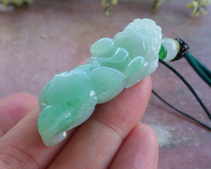 Certified Hand Carved Natural Myanmar Burma A Jade jadeite Dragon Pi Xiu Pendant Necklace