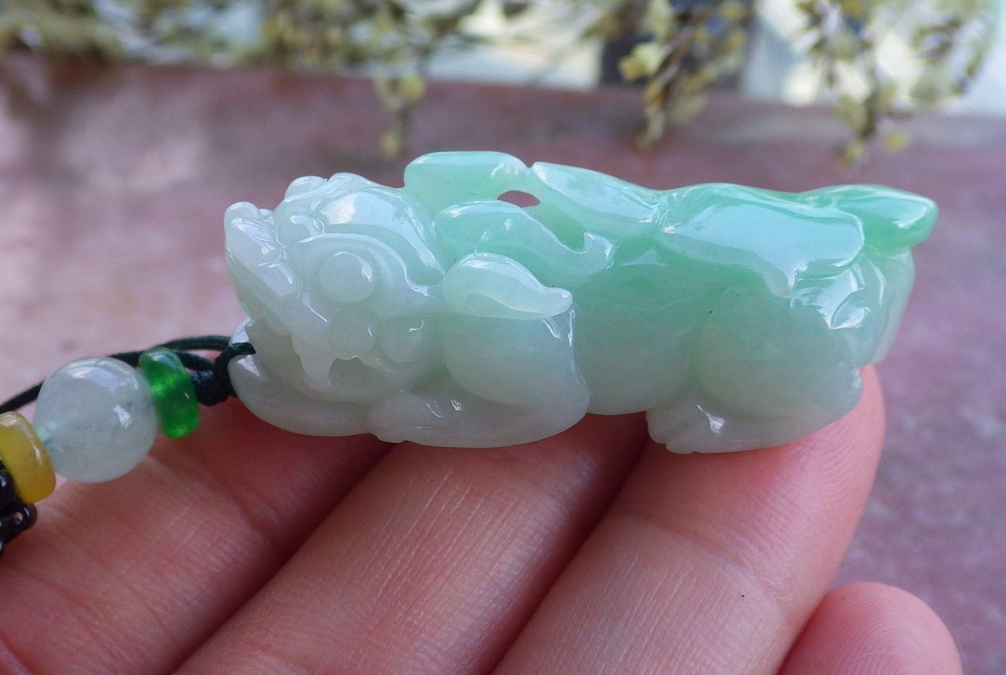 Certified Hand Carved Natural Myanmar Burma A Jade jadeite Dragon Pi Xiu Pendant Necklace