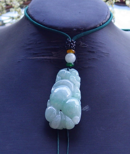 Certified Hand Carved Green Natural Myanmar Burma A Jade jadeite Mouse Rat Ruyi Gourd Pendant Necklace