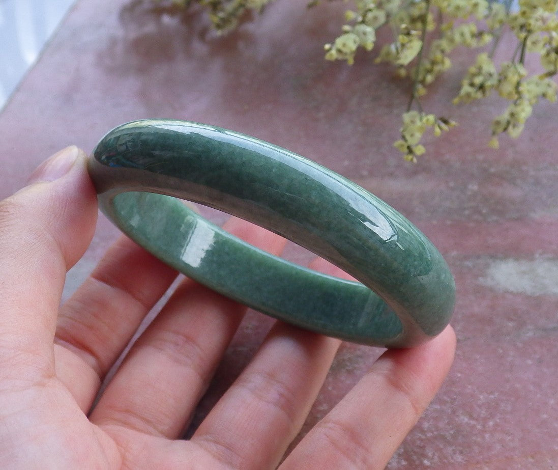 Certified Hand Carved Green Natural Myanmar Burma Grade A JADE Jadeite Bangle Bracelet 56mm