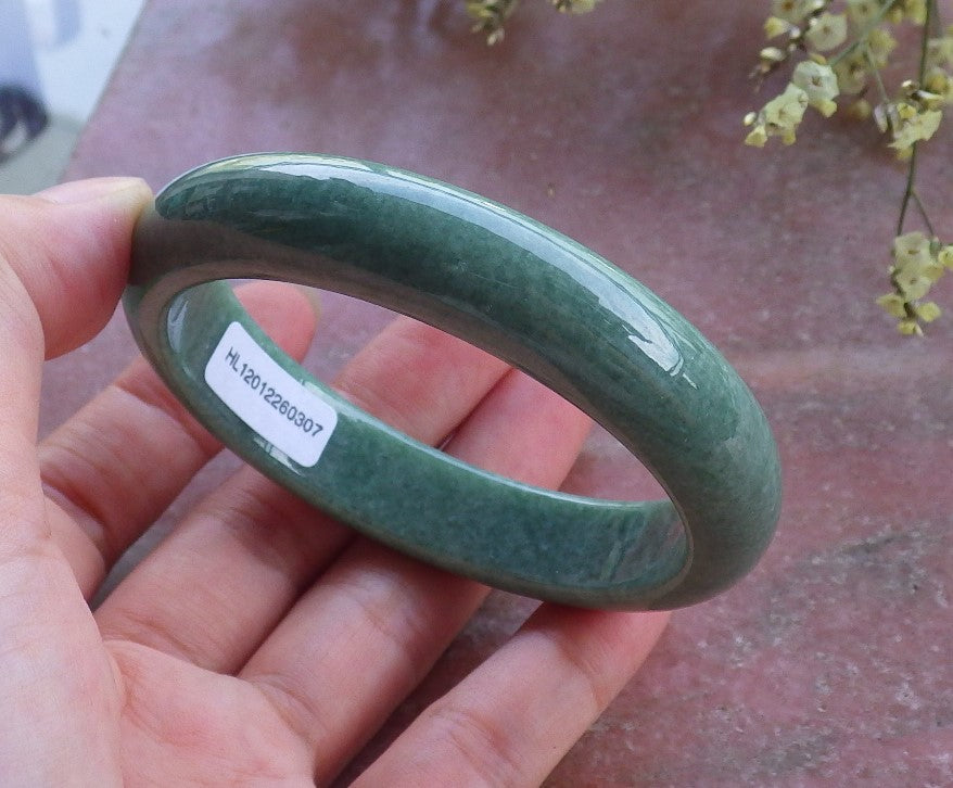 Certified Hand Carved Green Natural Myanmar Burma Grade A JADE Jadeite Bangle Bracelet 56mm