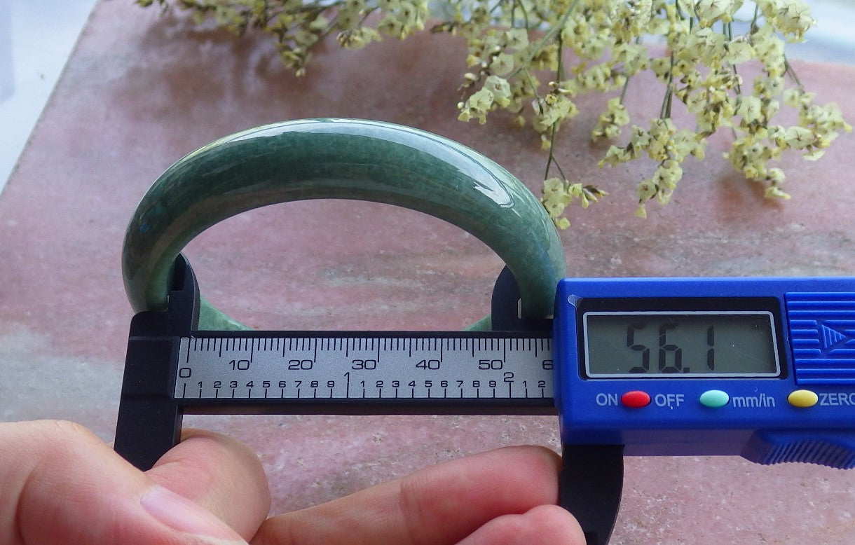 Certified Hand Carved Green Natural Myanmar Burma Grade A JADE Jadeite Bangle Bracelet 56mm