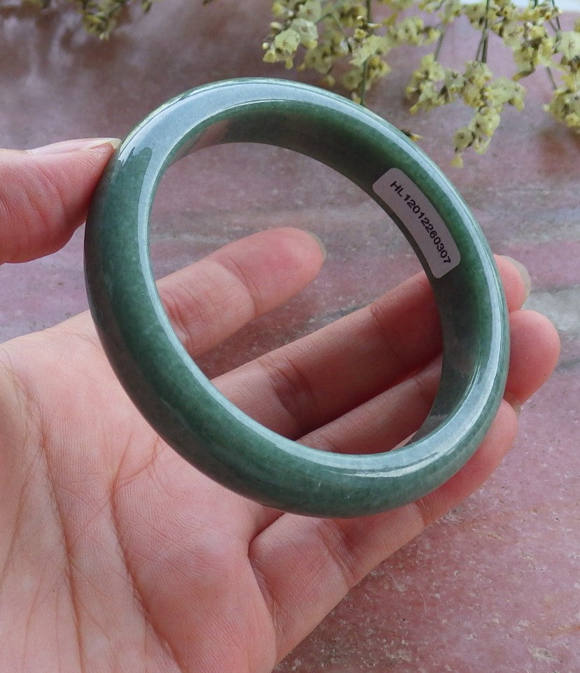 Certified Hand Carved Green Natural Myanmar Burma Grade A JADE Jadeite Bangle Bracelet 56mm