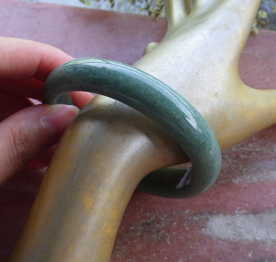Certified Hand Carved Green Natural Myanmar Burma Grade A JADE Jadeite Bangle Bracelet 56mm