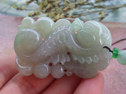 Certified Hand Carved Natural Myanmar Burma A Jade jadeite Sea Horse Pendant Necklace