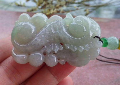 Certified Hand Carved Natural Myanmar Burma A Jade jadeite Sea Horse Pendant Necklace