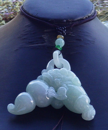 Certified Hand Carved Natural Myanmar Burma A Jade Jadeite Frog Toad Pendant Necklace