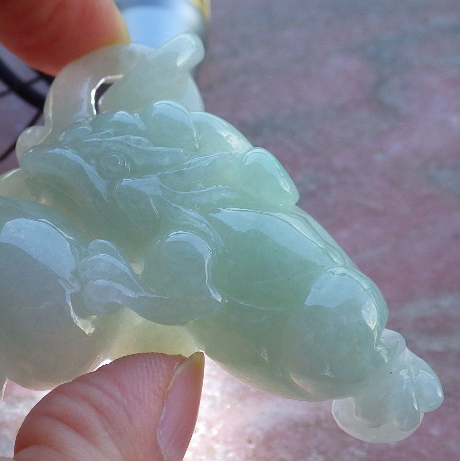 Certified Hand Carved Natural Myanmar Burma A Jade Jadeite Frog Toad Pendant Necklace