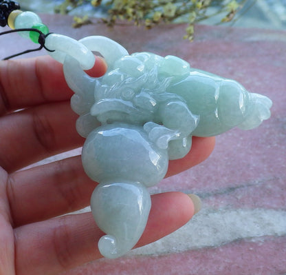 Certified Hand Carved Natural Myanmar Burma A Jade Jadeite Frog Toad Pendant Necklace