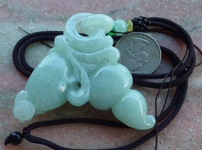 Certified Hand Carved Natural Myanmar Burma A Jade Jadeite Frog Toad Pendant Necklace