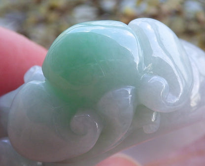 Certified Hand Carved Natural Myanmar Burma Grade A Jade Jadeite Frog Toad US 12 Ring