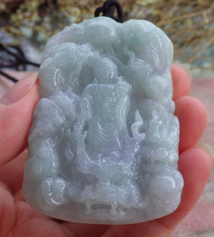 Certified Hand Carved Natural Myanmar Burma A Jade jadeite 9 Dragon Buddha God Spit Bead Pendant Necklace