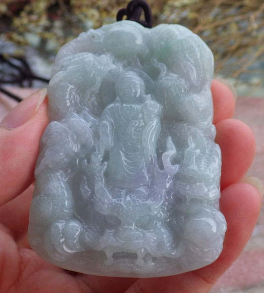 Certified Hand Carved Natural Myanmar Burma A Jade jadeite 9 Dragon Buddha God Spit Bead Pendant Necklace