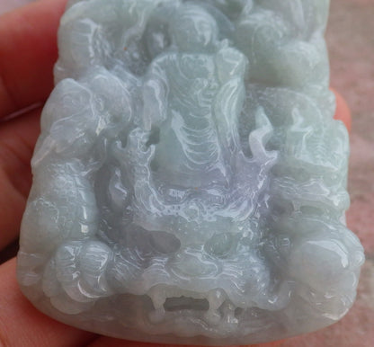 Certified Hand Carved Natural Myanmar Burma A Jade jadeite 9 Dragon Buddha God Spit Bead Pendant Necklace