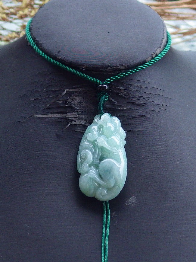 Certified Hand Carved Icy Green Natural Myanmar Burma Grade cheapest A Jade jadeite Dragon Pi Xiu Pendant Necklace