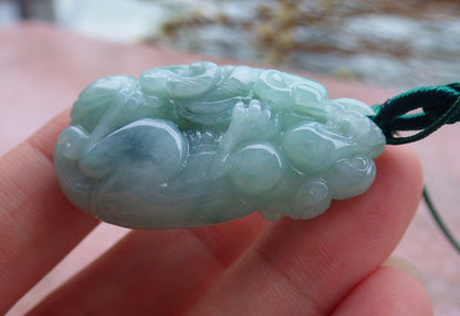 Certified Hand Carved Green Natural Myanmar Burma A Jade jadeite Dragon Pi Xiu Pendant Necklace