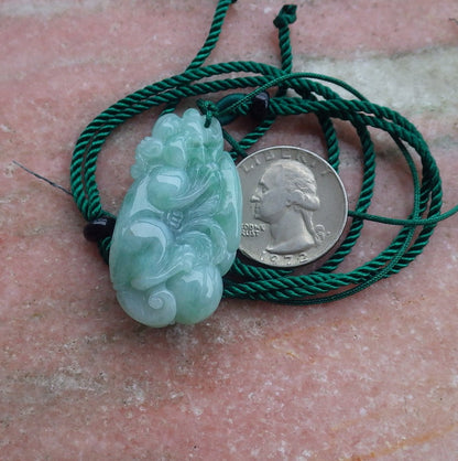 Certified Hand Carved Green Natural Myanmar Burma A Jade jadeite Dragon Pi Xiu Pendant Necklace