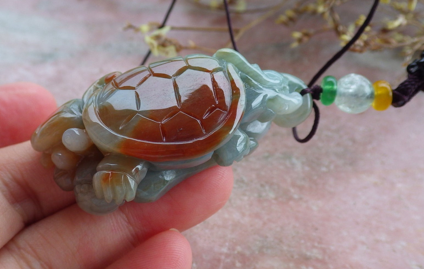 Certified Hand Carved Natural Myanmar Burma Grade A Jade jadeite Dragon Turtle Snake Lucky Amulet Pendant Necklace