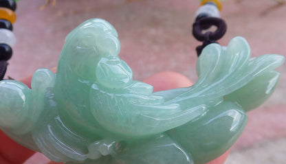 Certified Hand Carved Green Natural Myanmar Burma A Jade Jadeite Phoenix Snail Pendant Necklace