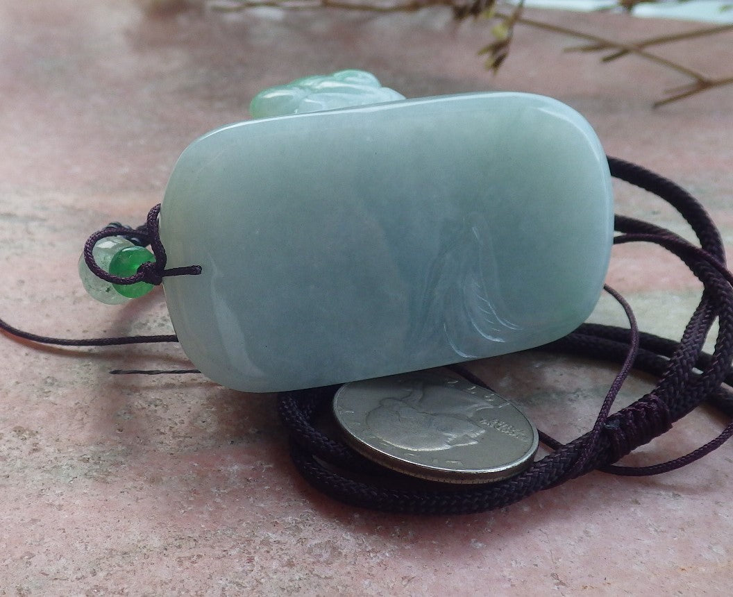 Certified Hand Carved Natural Myanmar Burma A Jade Jadeite Dragon Turtle Ruyi Pendant Necklace