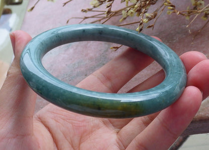 Certified Hand Carved Green Natural Myanmar Burma A JADE Jadeite Circle Bangle Bracelet 61mm